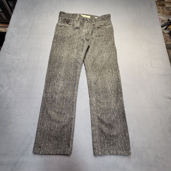 Guess Jeans Mens 32x28 Black Lincoln Slim Straight Distressed Denim - Picture 1 of 11